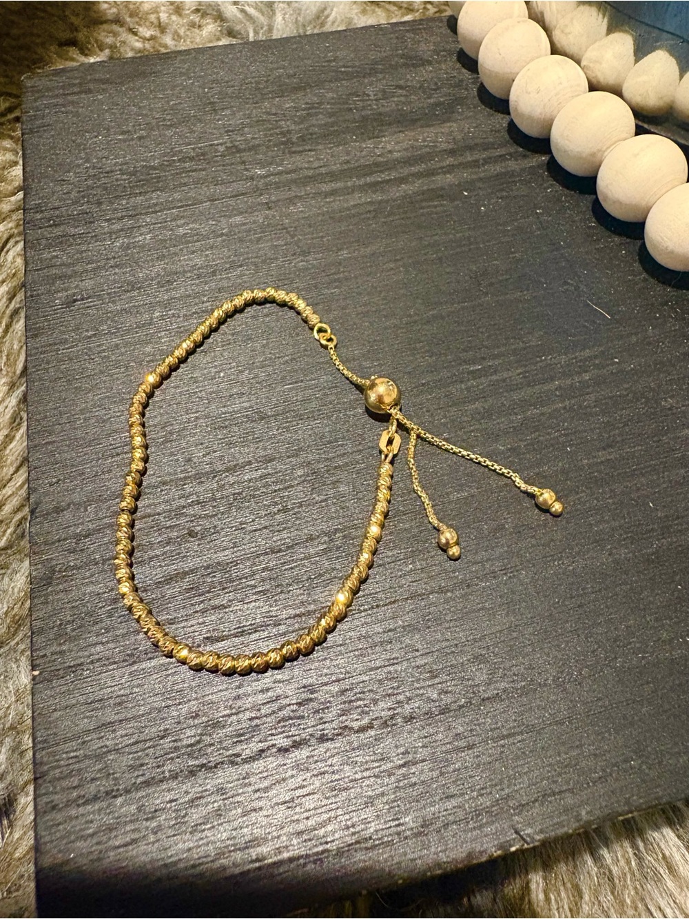 MIABELLA gold plated diamond cut adjustable bracelet
